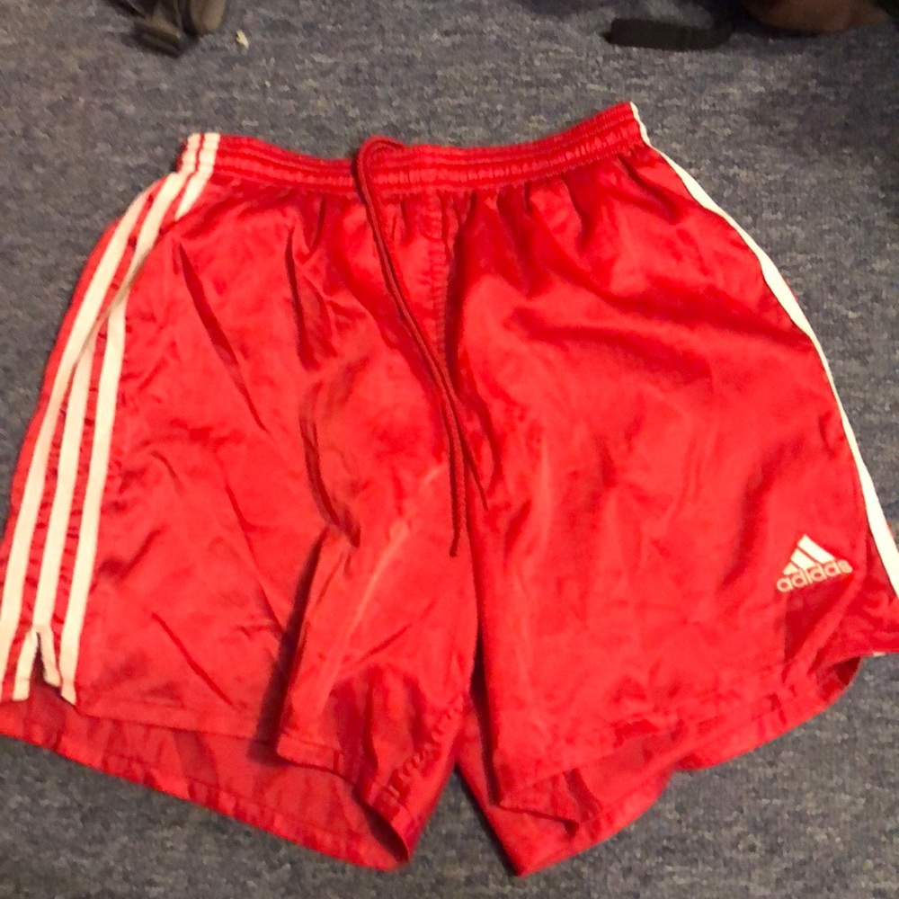Adidas red white shorts size s with drawstring
